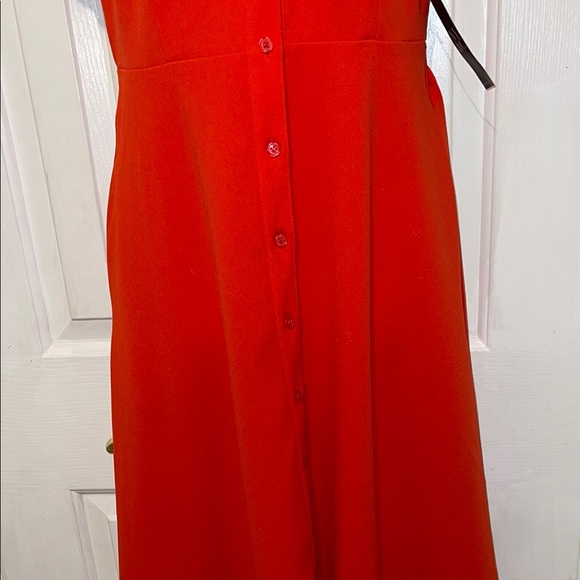 New York & Company Red Buttoned A-Line Midi Dress - Picture 9 of 11
